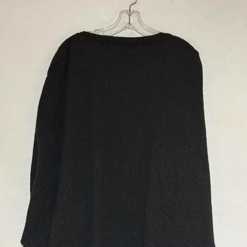 Elegant Long Sleeve Cardigan Black with Collar and Batwing Style for Women Small